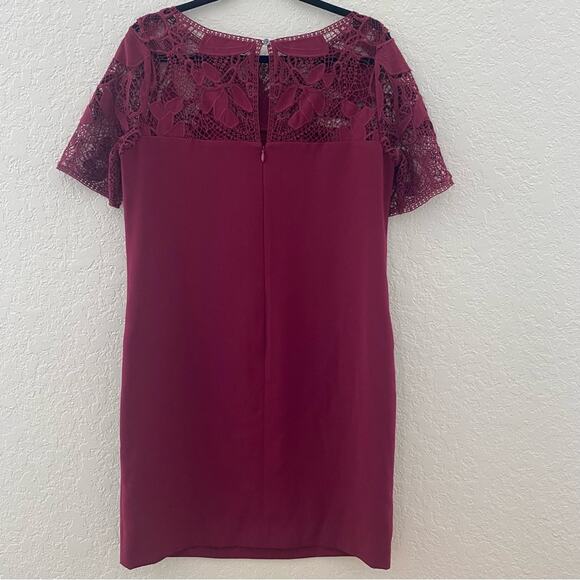 Ann Taylor Wine Burgundy Crochet Top Dress Sz 6 - Picture 2 of 12